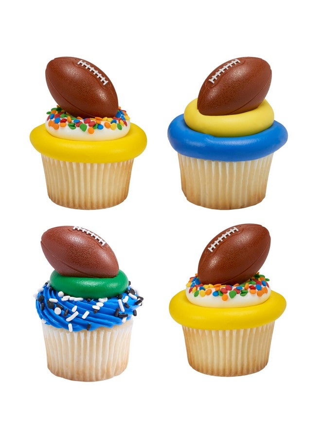 DecoPac 3D Football Rings, Cupcake Decorations, Food Safe Cake Toppers - 24 Pack  - Image 1