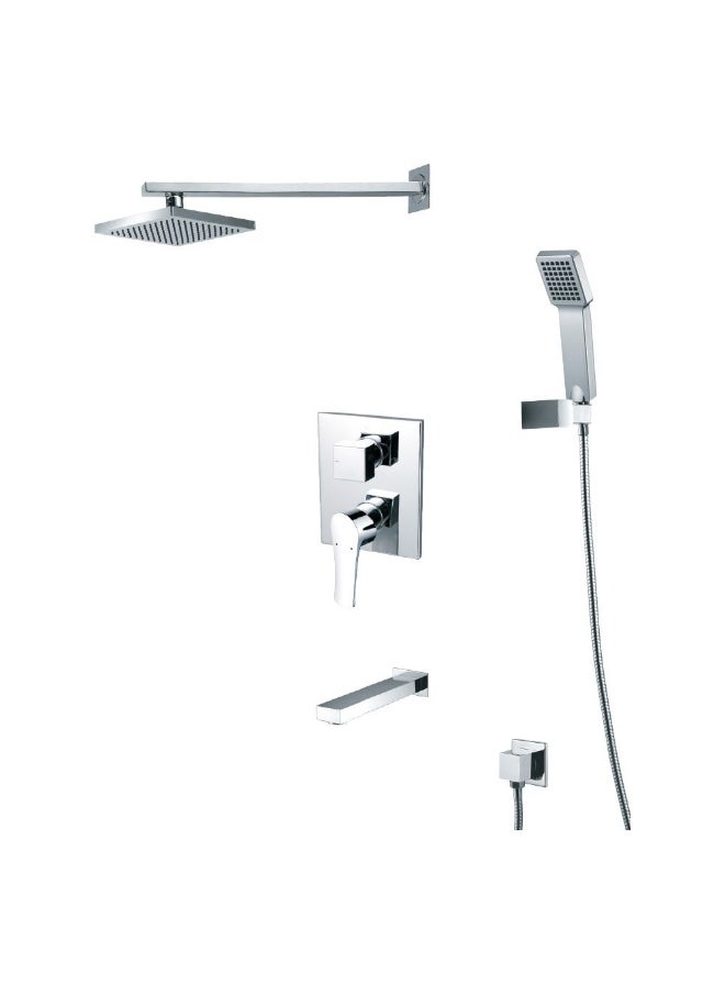 DANUBE HOME Milano Charming 3 Way Concealed Shower Mixer Complete Set | Brass Concealed Shower Complete Set | Rain Mixer Shower Combo Set Wall Mounted Rainfall Shower System For Toilet Bathroom-Silver  - Image 4