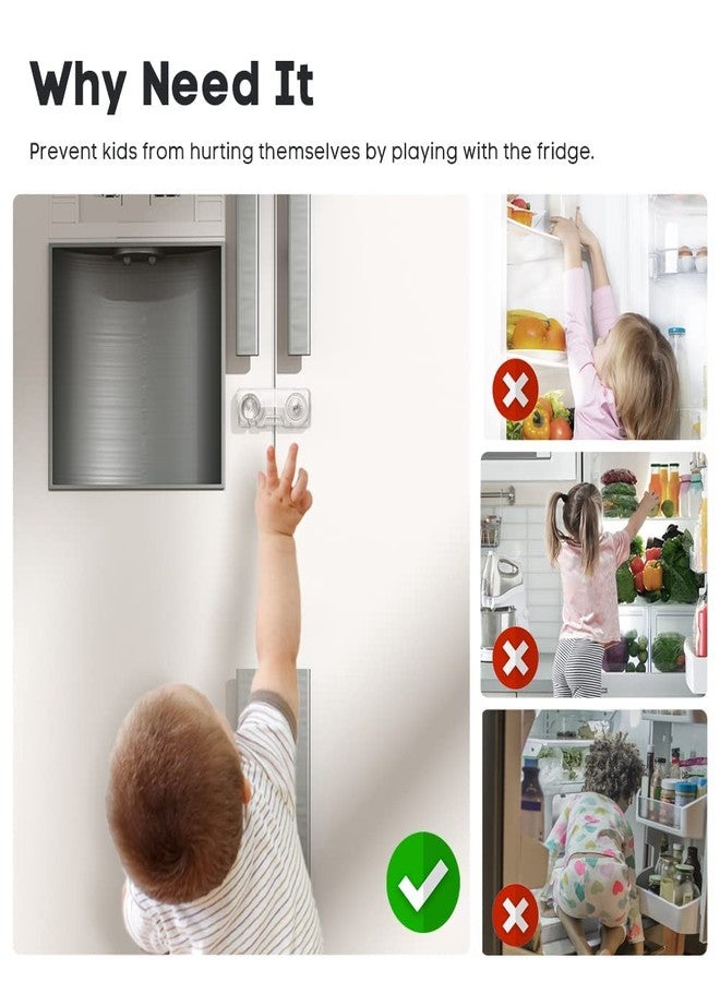 EUDEMON 2 Pack Childproof Refrigerator Lock, Baby Safety French Fridge Door Lock, Freezer Lock, Invisible Cabinet Cupboard Lock for Toddlers, Easy to Install, no Tools Need or Drill (Transparent) - Image 3