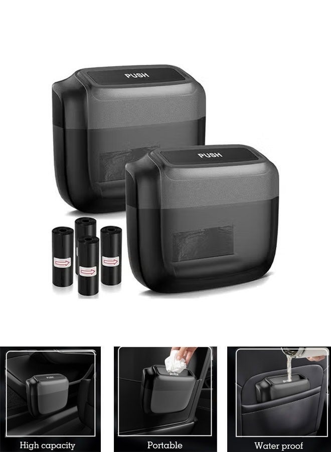 Bukela 2 Pack Car Trash Can with Lid, Leakproof Design & Built-in Bag Dispenser, Heat-Resistant Vehicle Organizer for Car/Office/Kitchen +4 Rolls Bags - Image 1