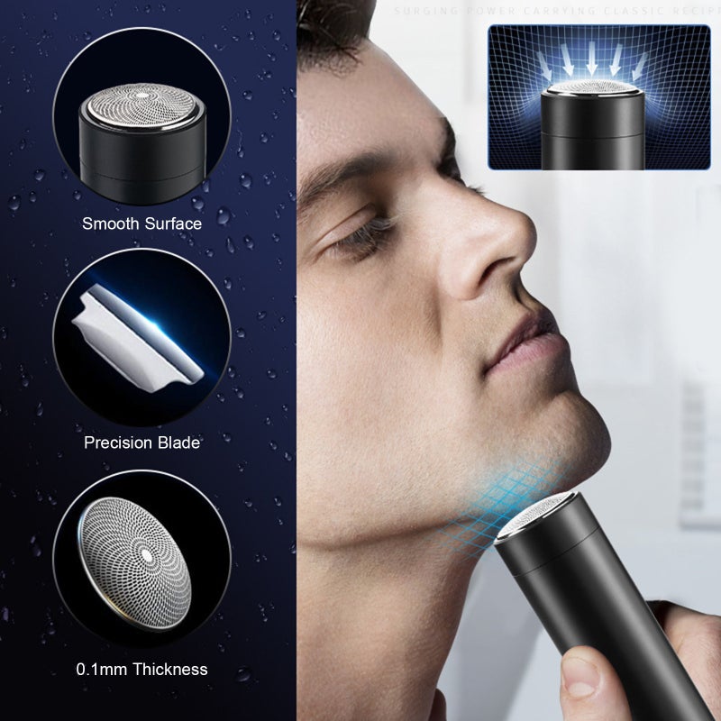 Portable Shaver Electric Razor USB Rechargeable Mini Beard Trimmer Beard Shaving Tool for Men Daily & Travel Use - Image 3
