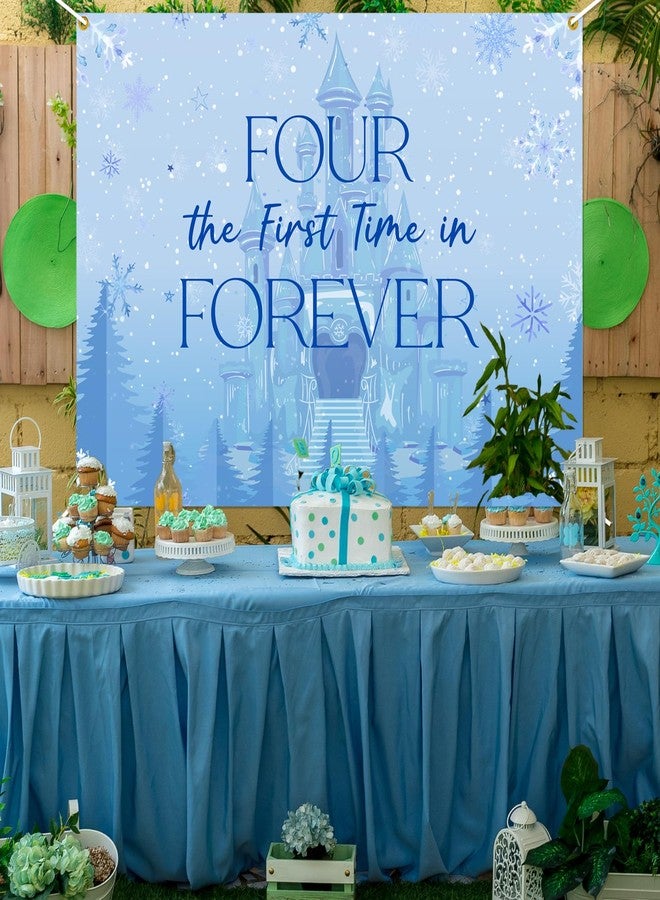 Ramciyo Frozen Four The First Time in Forever Birthday Backdrop Frozen 4th Birthday Party Decorations Kids 4th Birthday Party Photo Background, 7 * 5Ft - Image 5