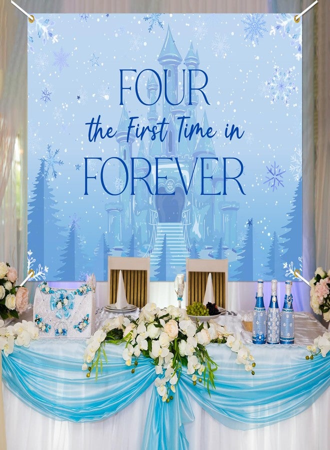 Ramciyo Frozen Four The First Time in Forever Birthday Backdrop Frozen 4th Birthday Party Decorations Kids 4th Birthday Party Photo Background, 7 * 5Ft - Image 4