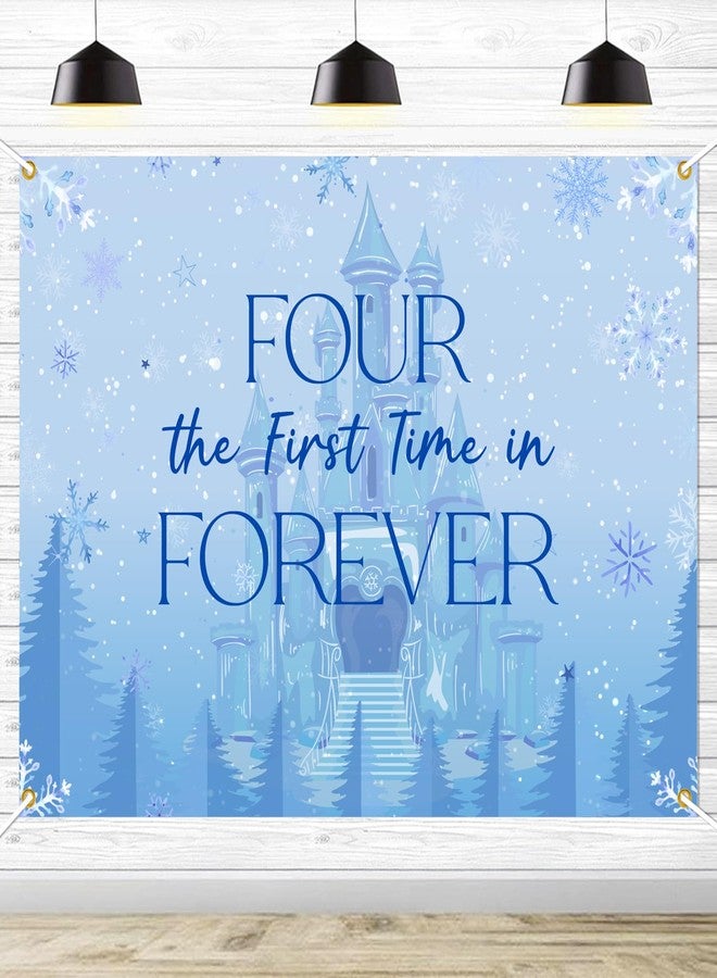 Ramciyo Frozen Four The First Time in Forever Birthday Backdrop Frozen 4th Birthday Party Decorations Kids 4th Birthday Party Photo Background, 7 * 5Ft - Image 1