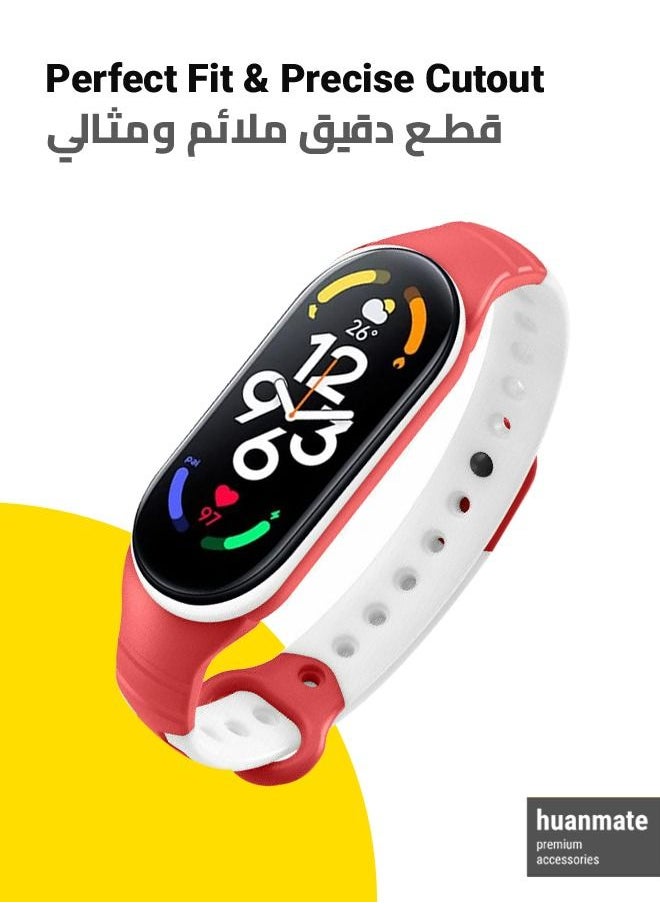 huanmate حزام بديل عالي الجودة وأنيق لساعة Xiaomi Mi Band 7 باللونين الأحمر والأبيض  - Image 2