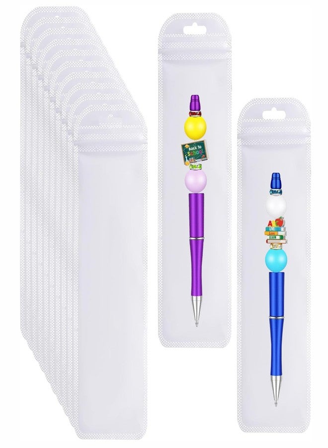 BOBECI 100Pcs Resealable Beadable Pen Packaging Plastic Beadable Pen Bags Great for Bead Pen Office Home Party Favor Food Storage Cookies Sample Jewelry Snack (2.5x9.4inch) - Image 1