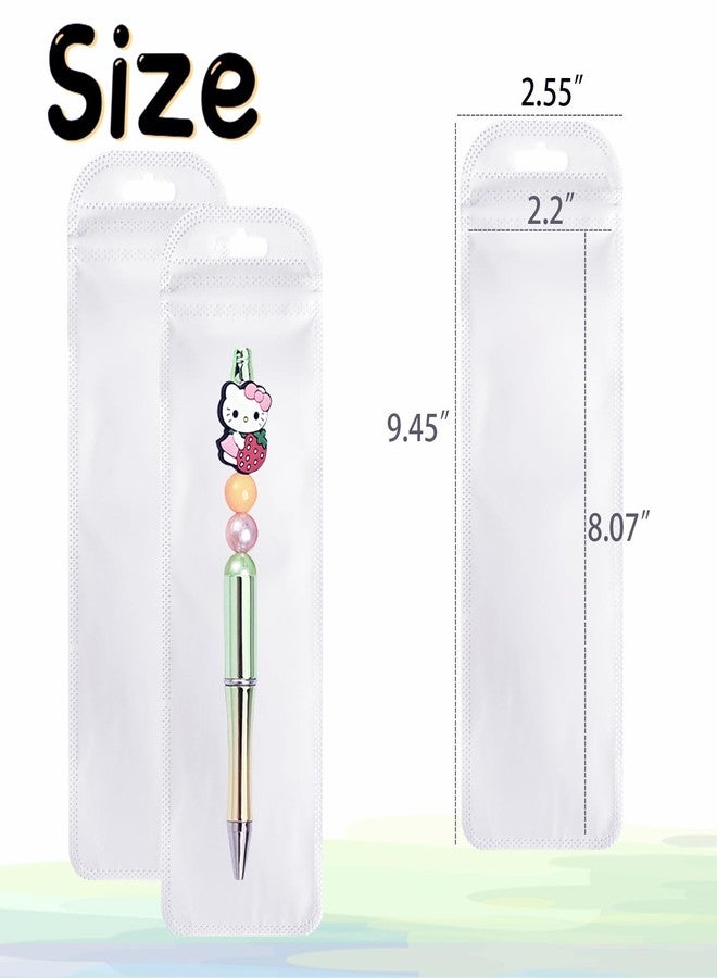 BOBECI 100Pcs Resealable Beadable Pen Packaging Plastic Beadable Pen Bags Great for Bead Pen Office Home Party Favor Food Storage Cookies Sample Jewelry Snack (2.5x9.4inch) - Image 2