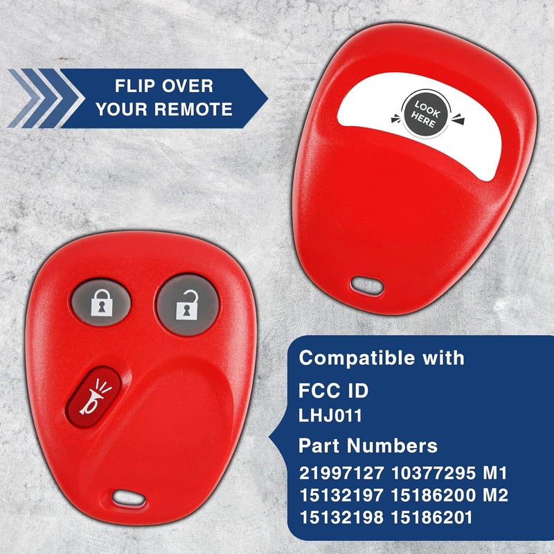 KeylessOption Keyless Entry Remote Control Car Key Fob Replacement for LHJ011-Red (Pack of 2) - Image 5