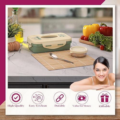Trueware Alfa Insulated Inner Steel Thermoware BPA Free, Airtight, Food Grade, 2 Containers Lunch Box 700 ML - Image 2