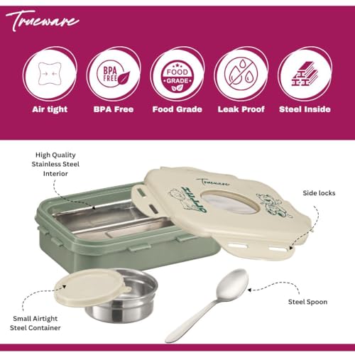 Trueware Alfa Insulated Inner Steel Thermoware BPA Free, Airtight, Food Grade, 2 Containers Lunch Box 700 ML - Image 5
