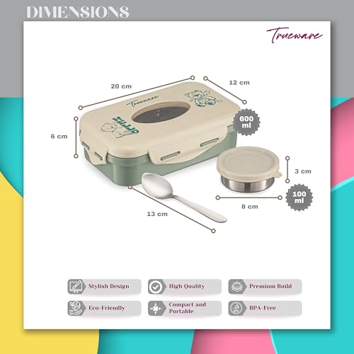 Trueware Alfa Insulated Inner Steel Thermoware BPA Free, Airtight, Food Grade, 2 Containers Lunch Box 700 ML - Image 3