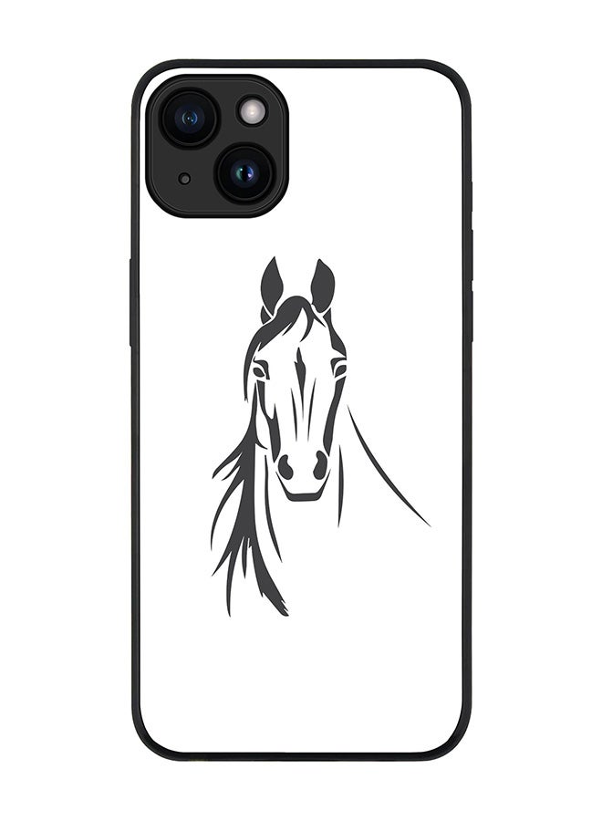 Stylizedd Cover for iPhone 15 Case Rugged Black Slim fit Soft Flexible Anti Drop TPU Gel Thin Protective Phone Cases - Arabian Stallion - Image 1