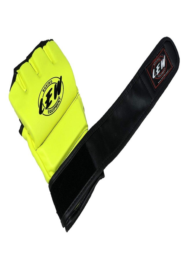 LEW Neon/Black Martial Arts Training & Sparring | Palm-O Maya Hide Leather Grappling Mitts |Good for Kickboxing, Muay Thai, Cage Fighting, Punching Bag MMA Gloves - Image 3