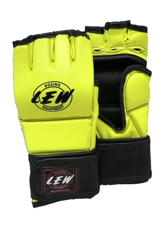 LEW Neon/Black Martial Arts Training & Sparring | Palm-O Maya Hide Leather Grappling Mitts |Good for Kickboxing, Muay Thai, Cage Fighting, Punching Bag MMA Gloves - Image 1