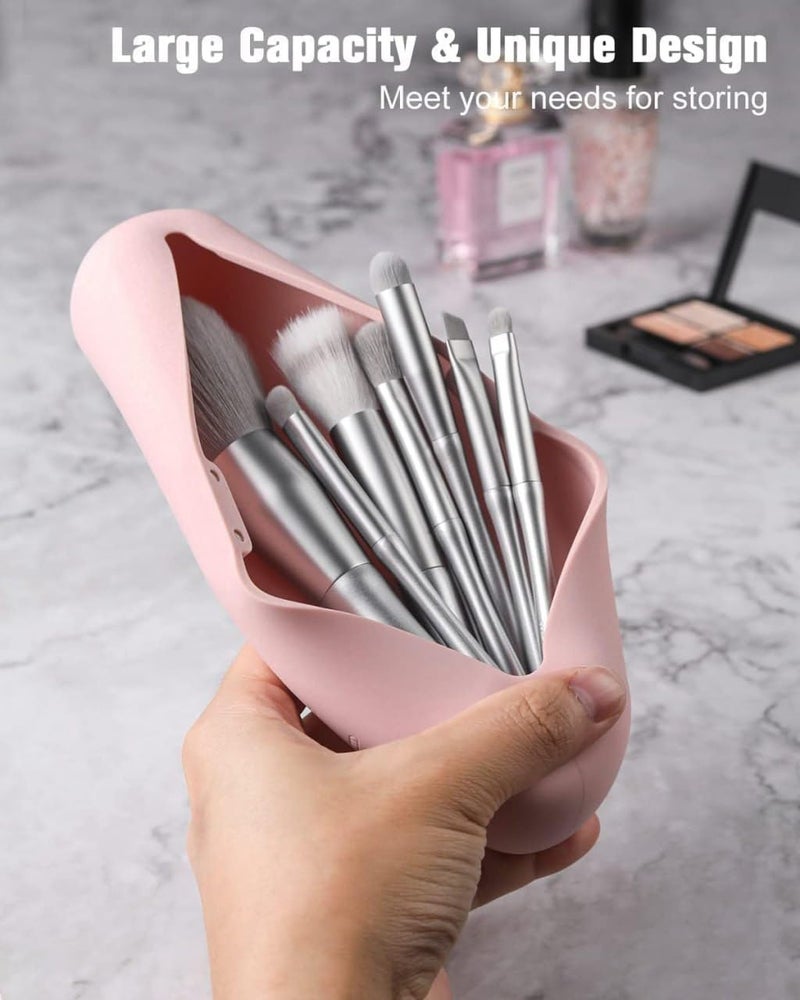 Shrux Silicone Makeup Brush Holder - Magnetic Closure, & Easy-Clean Travel Case for Brushes | Soft, Allergy-Friendly Cosmetic Organizer with Secure Magnet Seal | Beauty & Makeup Brush Pouch - 1Pcs - Image 4