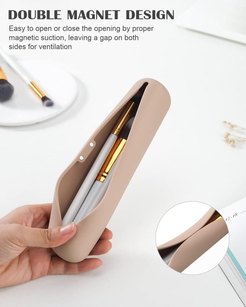 Shrux Silicone Makeup Brush Holder - Magnetic Closure, & Easy-Clean Travel Case for Brushes | Soft, Allergy-Friendly Cosmetic Organizer with Secure Magnet Seal | Beauty & Makeup Brush Pouch - 1Pcs - Image 3