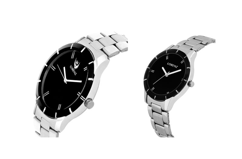 LORENZ Black Dial Couple Watch Gift Set Combo Box | AM-2A - Image 3