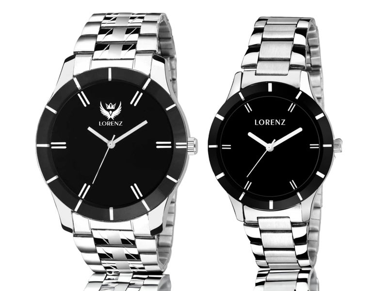 LORENZ Black Dial Couple Watch Gift Set Combo Box | AM-2A - Image 1