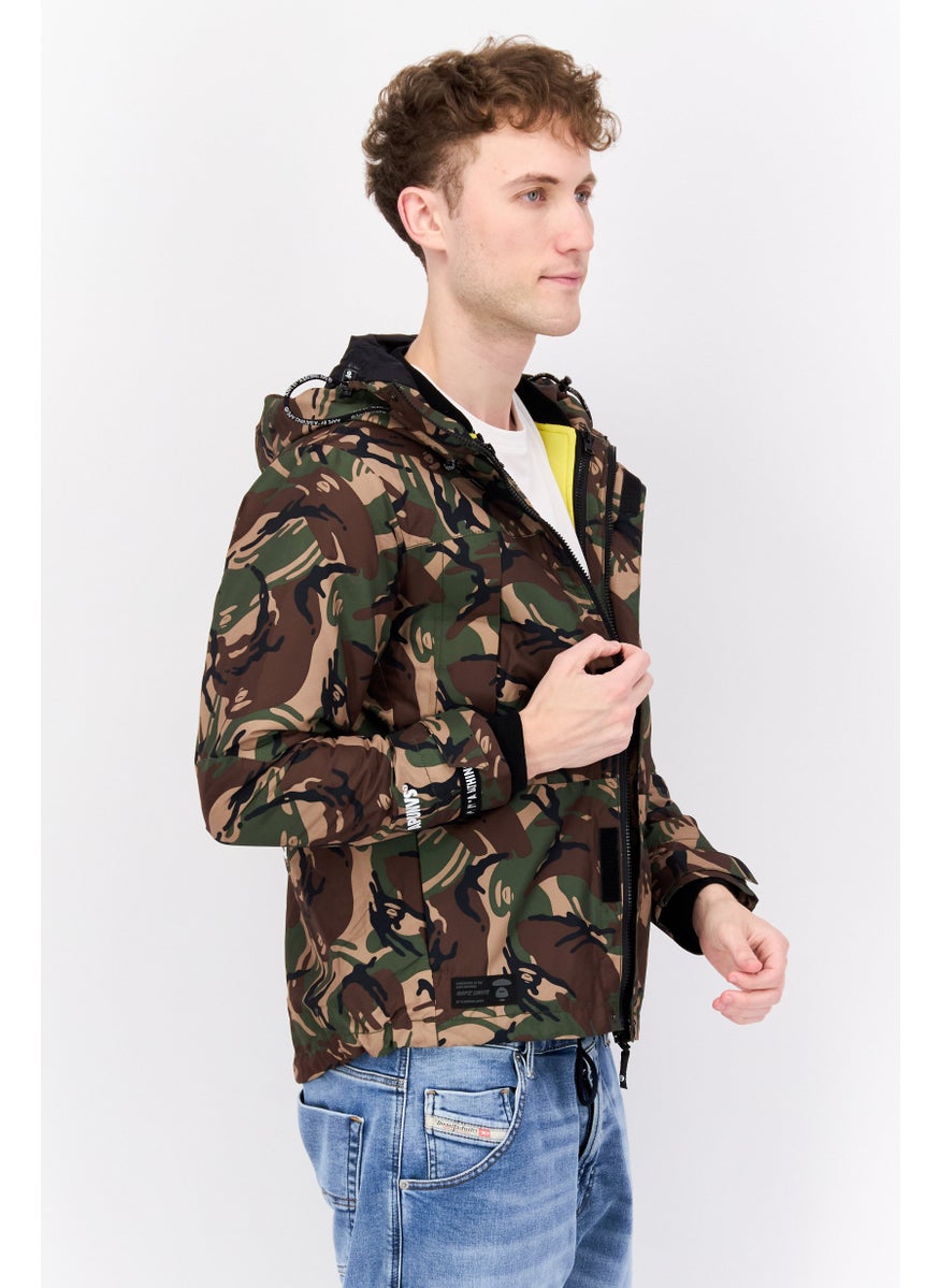 Aape By A Bathing Ape - Men Camouflage Hooded Puffer Jacket, Brown - Image 1