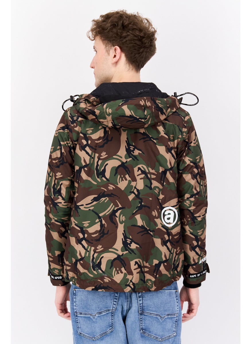 Aape By A Bathing Ape - Men Camouflage Hooded Puffer Jacket, Brown - Image 1
