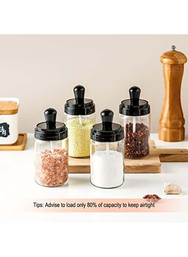 Glass Jars Spoon Cover Integrated Set Of 3 Sweet Jar Storage Containers Preserving Kitchen Jars Condiment Bottles For Tea Coffee Sweets Seasoning (250Ml) - Image 4