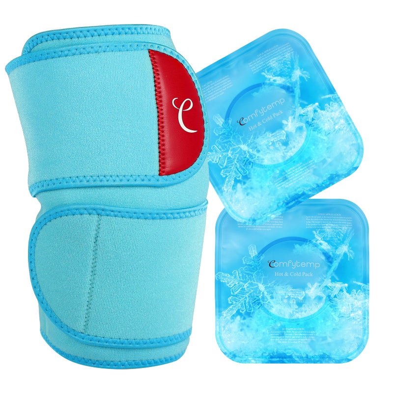Comfytemp Large Knee Ice Pack Wrap with 2 Gel Soft Cold Pack Reusable Compression Knee Brace for Meniscus Tear Joint Pain Relief Arthritis ACL After Surgery Get Well Gifts Men Women Running Gear