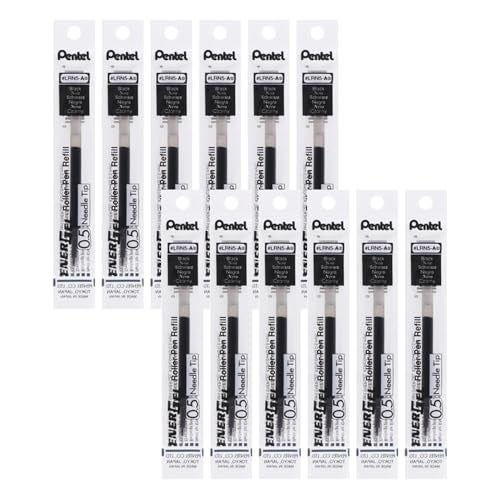 Pentel LRN5ABX Gel Pen Refills, f/EnerGel, 0.5mm, Needle Tip, 12/BX, BK Ink - Image 1