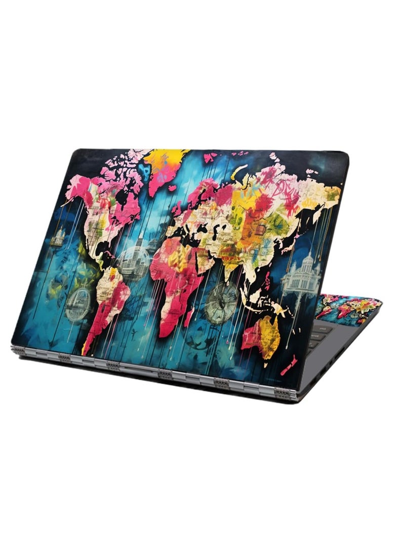 مؤسسة فكرة اليوم ملصق حماية لجهاز الكمبيوتر المحمول، 12 بوصة 13 بوصة 13.3 بوصة 14 بوصة 15 بوصة 15.4 بوصة 15.6 بوصة غطاء حماية لجهاز الكمبيوتر المحمول (خريطة العالم)