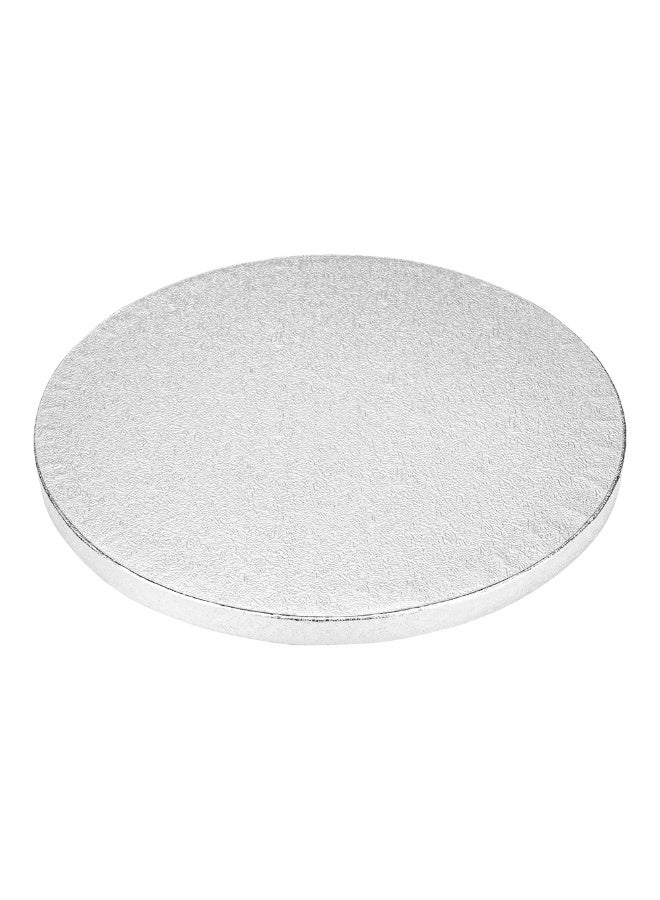 Restaurantware Pastry Tek 8 Inch Cake Board, 1 Durable Cake Drum - Round, Covered Edges , Metallic Silver Paper Cake Base , Disposable , For Birthdays, Weddings, Or Parties  - Image 1