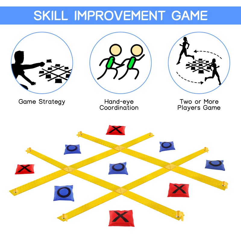 whumsdog Giant Tic Tac Toe Strap Game Outdoor, 4 Ft X 4 Ft Portable Tic Tac Toe Bean Bag Toss Game, Large Yard Toss Game Tic Tac Toss Across Camping Games for Kids & Families - Image 4