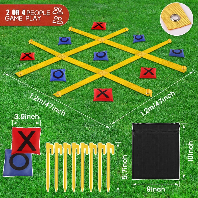 whumsdog Giant Tic Tac Toe Strap Game Outdoor, 4 Ft X 4 Ft Portable Tic Tac Toe Bean Bag Toss Game, Large Yard Toss Game Tic Tac Toss Across Camping Games for Kids & Families - Image 2