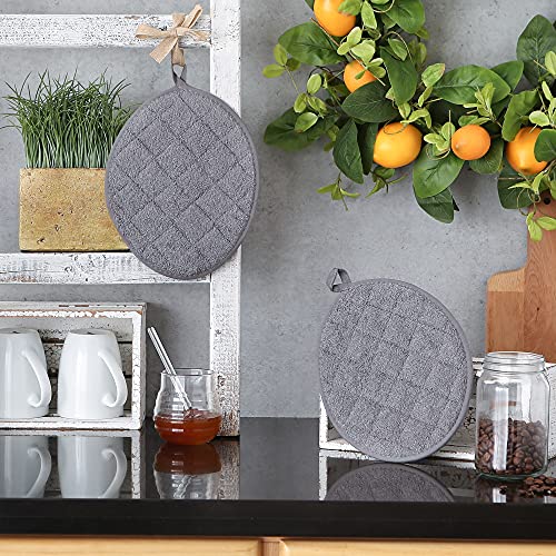 DII Basic Terry Collection Quilted 100% Cotton, Oval Potholder, Gray, 2 Piece - Image 5