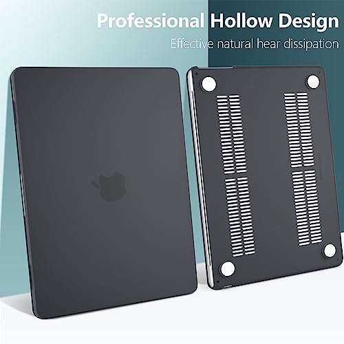 DONGKE Compatible with MacBook Air 13.6 inch Case M4 M3 M2 2025 2024 2023 2022 A3240 A3113 A2681, Plastic Hard Shell & Keyboard Cover for MacBook Air M4 13 inch Case, Matte Black - Image 5