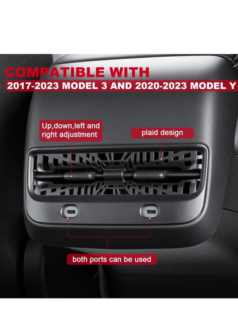 Excefore Backseat Air Vents Cover, Rear Seat Center Console Air Vent Trim Compatible with Tesla Model 3 & Model Y 2017 2018 2019 2020 2021 2022 2023 Accessories Waterproof and Dust-Proof - Image 4