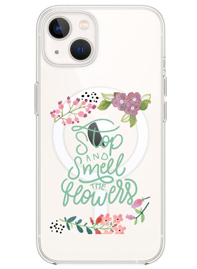 Theodor Magnetic Case for iPhone 13 6.1-inch Compatible with MagSafe Wireless Charging, Shockproof Phone Bumper Cover Stop & Smell Flowers - Image 1