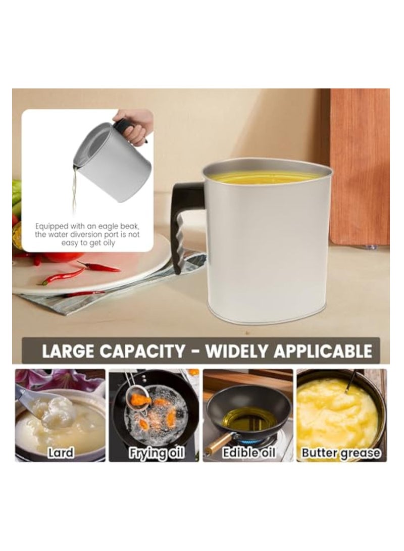 SOLARAE Bacon Grease Saver, with Strainer, Stainless Steel Oil Filter, Farmhouse Bacon Grease Keeper, 1.3L with Dustproof Lid, Reusable Grease Saver, Multifunctional Oil Strainer Pot for Frying Cooking Grease - Image 3