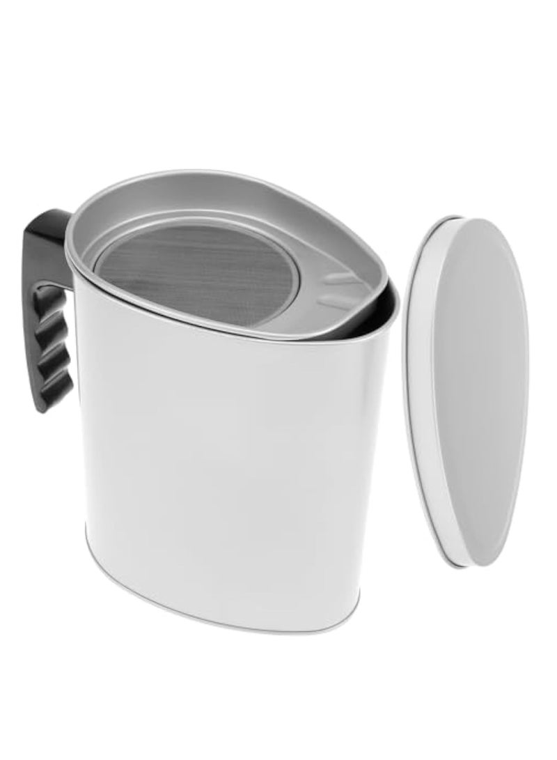 SOLARAE Bacon Grease Saver, with Strainer, Stainless Steel Oil Filter, Farmhouse Bacon Grease Keeper, 1.3L with Dustproof Lid, Reusable Grease Saver, Multifunctional Oil Strainer Pot for Frying Cooking Grease - Image 1