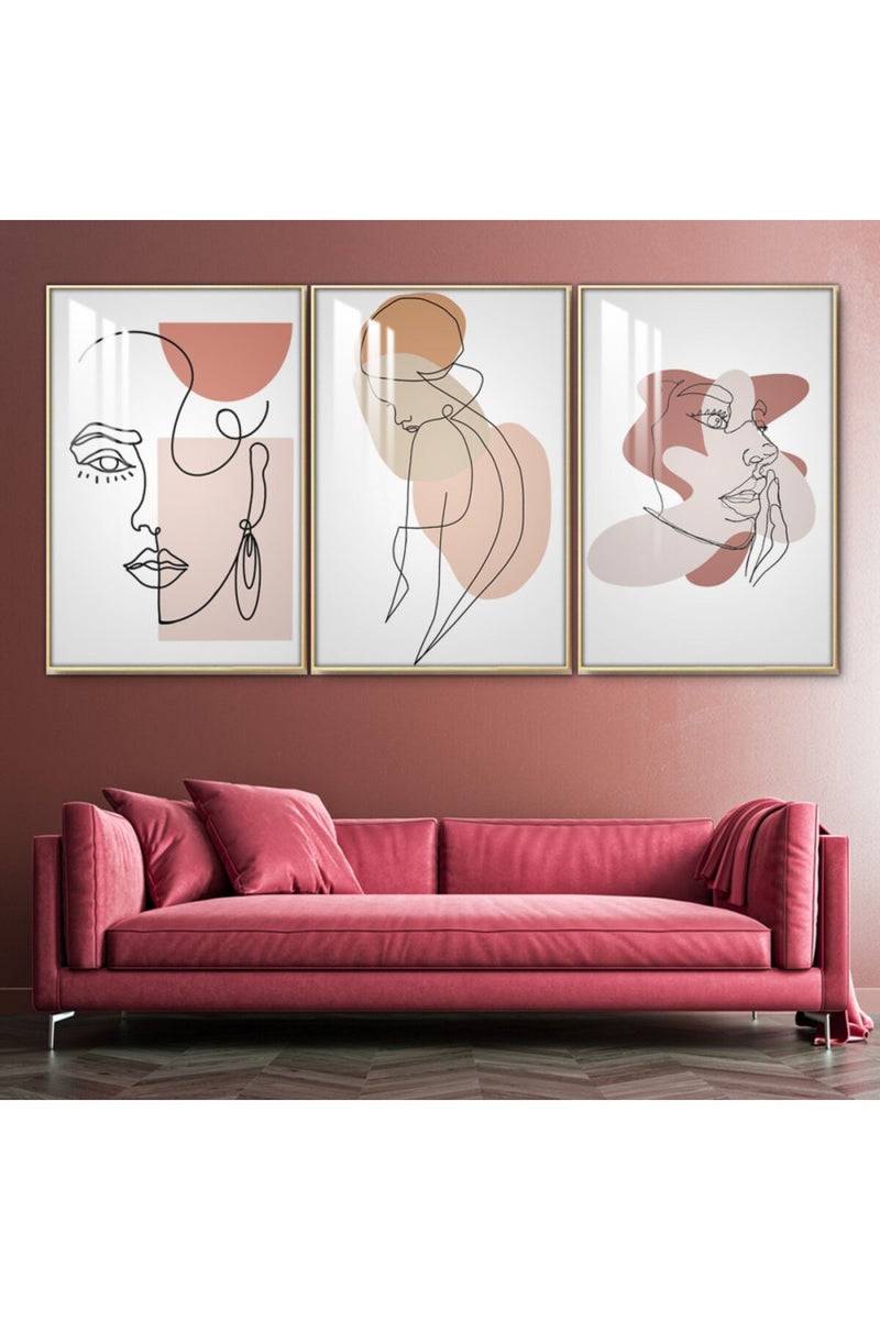 Marktna Three wooden wall painting with a frame and a clear acrylic layer - Image 1