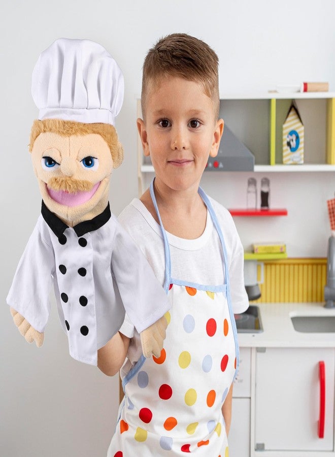 ZJoey Role Play Hand Puppets Hand Plush Chef Doctor Fireman Pirate Detective Athlete Nurse Worker Hand Puppet Toys Puppets for Kids Storytelling Imaginative Pretend Play Teaching Preschool(Chef) - Image 2