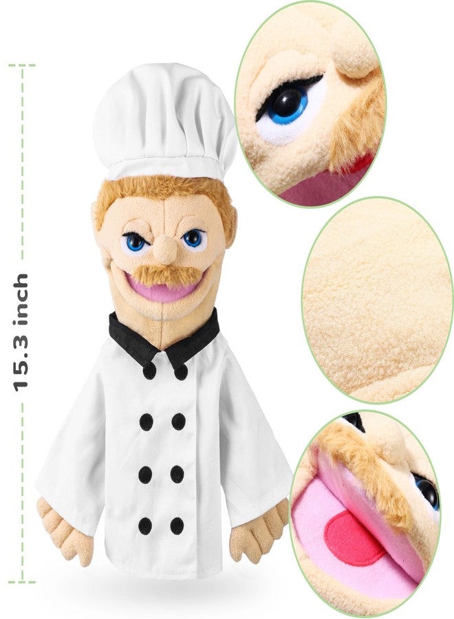 ZJoey Role Play Hand Puppets Hand Plush Chef Doctor Fireman Pirate Detective Athlete Nurse Worker Hand Puppet Toys Puppets for Kids Storytelling Imaginative Pretend Play Teaching Preschool(Chef) - Image 4