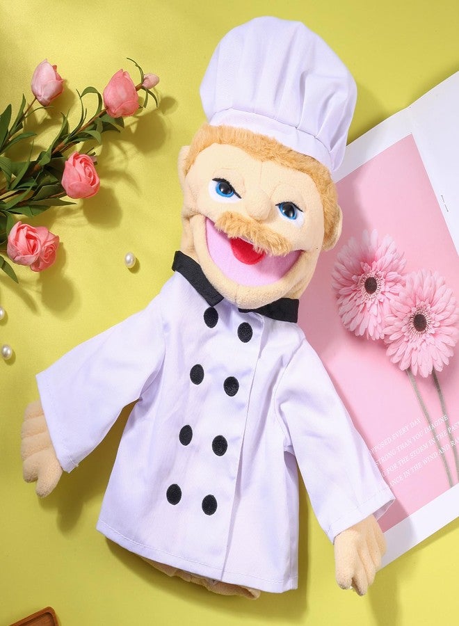 ZJoey Role Play Hand Puppets Hand Plush Chef Doctor Fireman Pirate Detective Athlete Nurse Worker Hand Puppet Toys Puppets for Kids Storytelling Imaginative Pretend Play Teaching Preschool(Chef) - Image 3