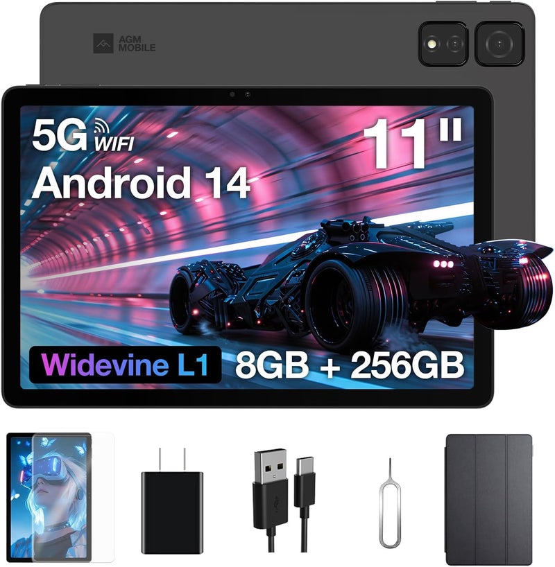AGM جهاز AGM PAD T2 اللوحي بنظام Android 14، شاشة FHD بدقة 1920×1200، ذاكرة وصول عشوائي 4GB، ذاكرة تخزين داخلية 256GB (قابلة للتوسعة عبر TF حتى 512GB)، GPS/Type-C/بطارية 8000mAh/شريحتي اتصال 4G LTE/واي فاي 5GHz/التعرف على الوجه - Image 1
