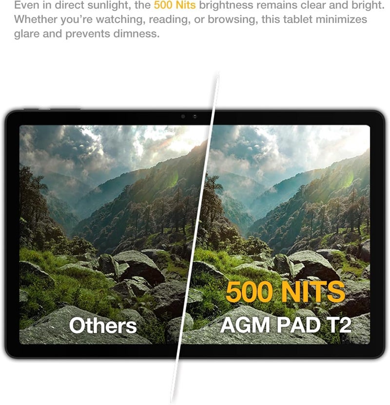 AGM جهاز AGM PAD T2 اللوحي بنظام Android 14، شاشة FHD بدقة 1920×1200، ذاكرة وصول عشوائي 4GB، ذاكرة تخزين داخلية 256GB (قابلة للتوسعة عبر TF حتى 512GB)، GPS/Type-C/بطارية 8000mAh/شريحتي اتصال 4G LTE/واي فاي 5GHz/التعرف على الوجه - Image 3