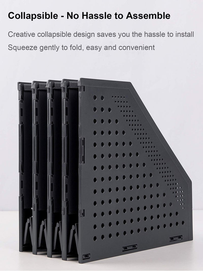 Leven Collapsible Magazine File Holder/Desk Organizer for Office Organization and Storage with 4 Vertical Compartments - Image 3