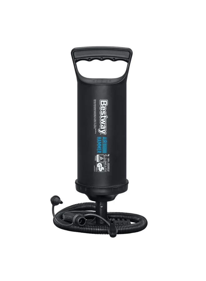 بست واي Bestway Air Hammer 1850 Manual Air Pump, Double Action Hand Pump with 1.85 L Stroke Volume, 35 cm Portable Inflation Pump with 3 Valve Adapters for Air Beds, Pool Floats, Boats & Inflatables