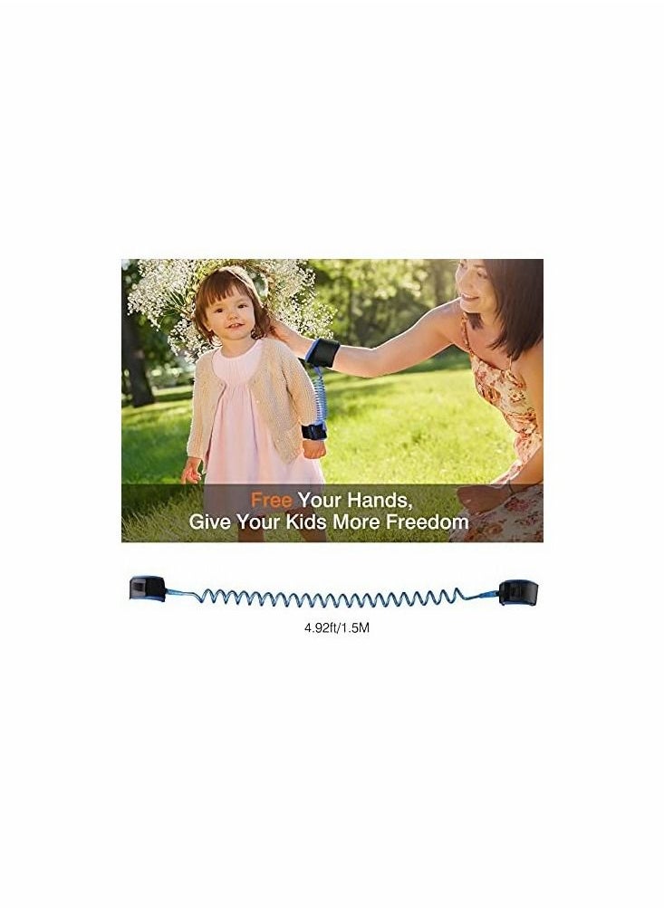XiuWoo - Anti Lost Wrist Link, Children Outdoor Safety Hook and Loop Wristband Leash Child Harness for Kids Toddlers, 1.5M Blue - Image 1