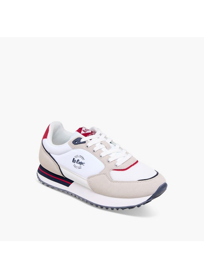 Lee Cooper Women's Logo Print Sneakers with Lace-Up Closure - Image 2