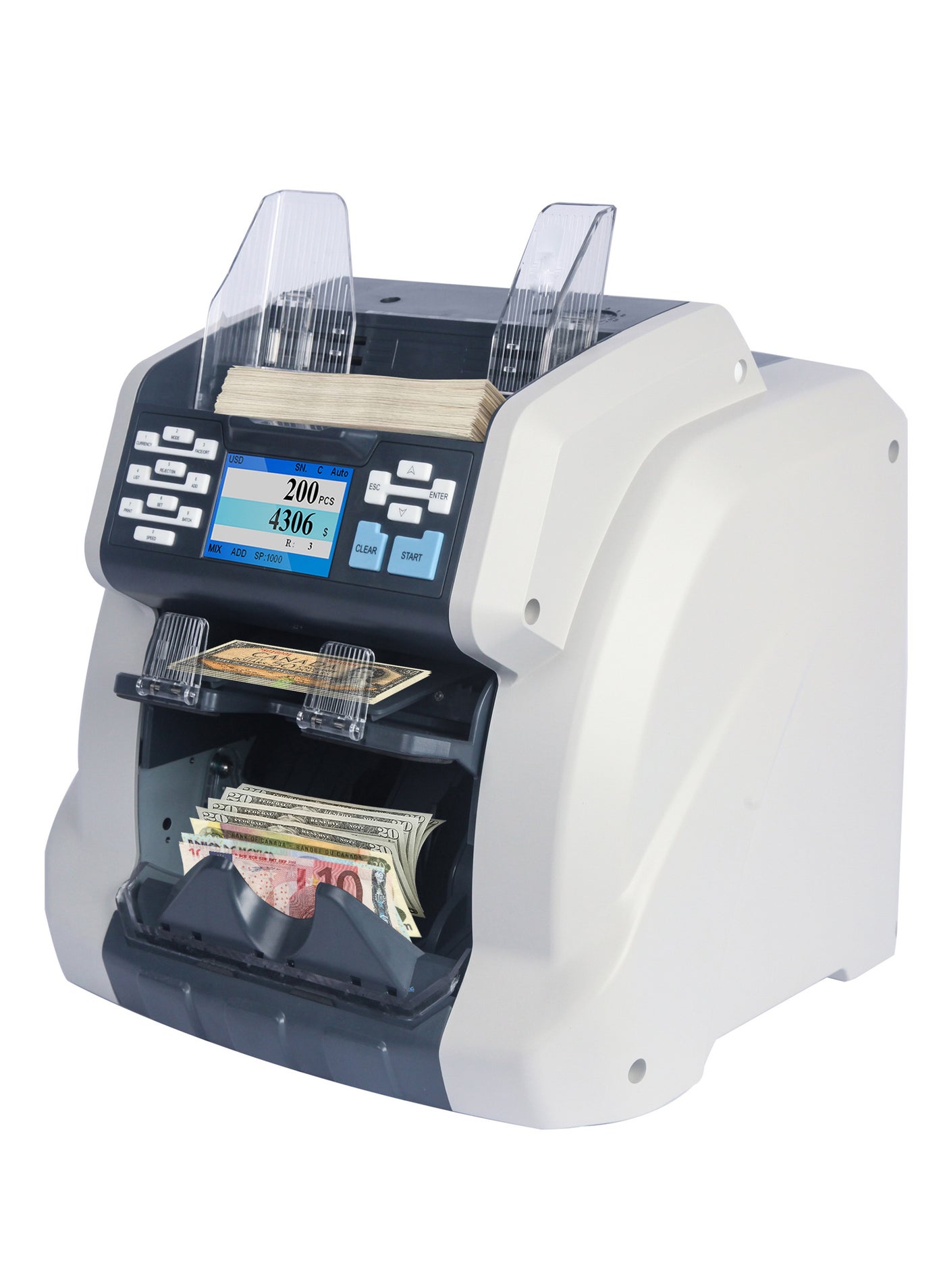 Ribao BCS 160 Two Pocket Mixed Denomination Money Counter Uv/Mg/Mt/Ir/Cis Bank Grade Detection Serial Number Record Cash Bill Counter Sorter