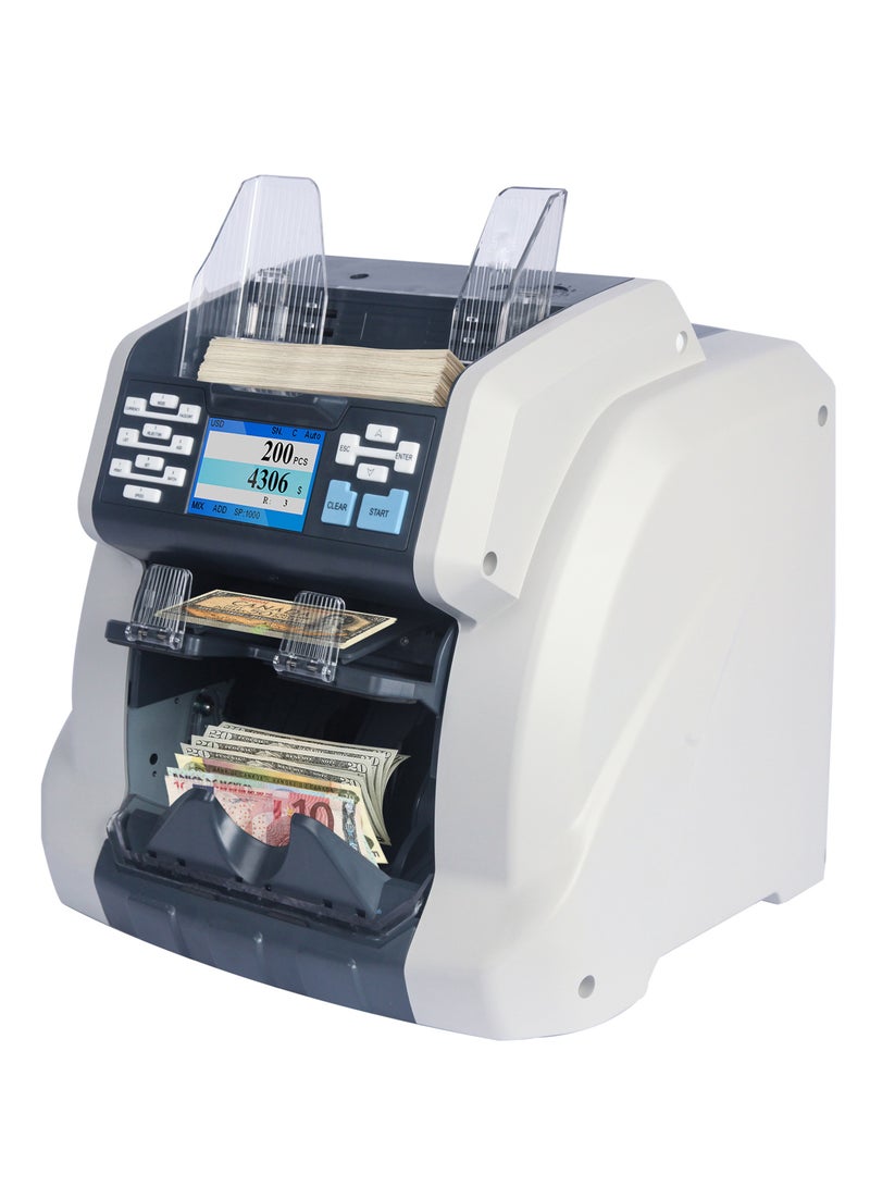 Ribao BCS 160 Two Pocket Mixed Denomination Money Counter Uv/Mg/Mt/Ir/Cis Bank Grade Detection Serial Number Record Cash Bill Counter Sorter