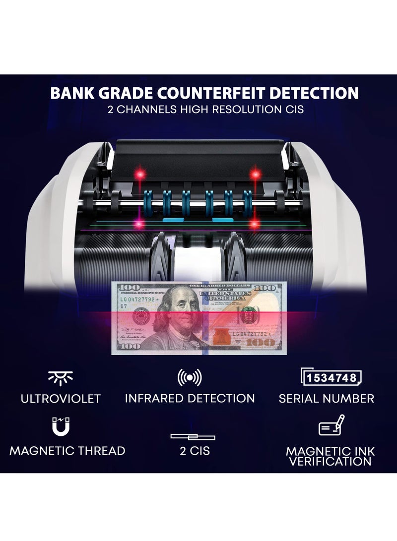 Ribao BCS 160 Two Pocket Mixed Denomination Money Counter Uv/Mg/Mt/Ir/Cis Bank Grade Detection Serial Number Record Cash Bill Counter Sorter